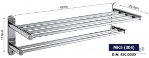 Máng khăn 2 tầng MK5 Inox Hùng Vương