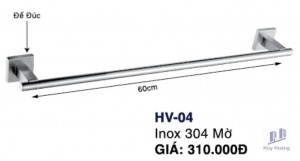Máng khăn đơn HV04 Inox Hùng Vương