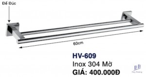 Máng khăn đôi HV609 Inox Hùng Vương