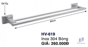 Máng khăn đôi HV619 Inox Hùng Vương