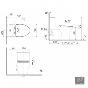 Bồn Cầu Nắp Rửa Cơ CAESAR CD1395/TAF050 1 Khối