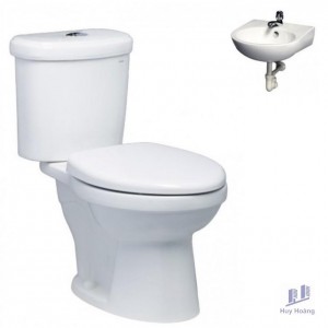 Combo Caesar CT1338 + L2140 Bồn Cầu 2 Khối Và Lavabo Treo Tường