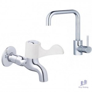 Combo Vòi Bếp Nóng Lạnh Và Vòi Lạnh Gắn Tường Caesar K685C + W027C
