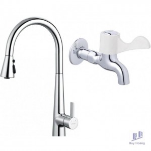 Combo Vòi Bếp Nóng Lạnh Và Vòi Lạnh Gắn Tường Caesar K905C + W027C
