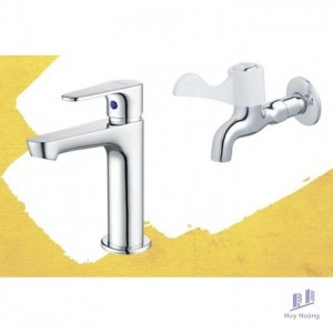 Combo Vòi Lavabo Và Vòi Gắn Tường Caesar B060C + W027C