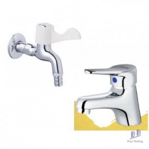 Combo Vòi Lavabo Và Vòi Gắn Tường Caesar B111C + WP027C