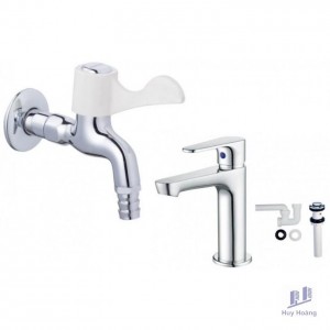 Combo Vòi Lavabo Và Vòi Gắn Tường Caesar B060CU + WP027C