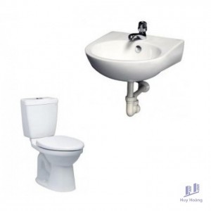 Combo Caesar A1 CT1325 + L2140 Bồn Cầu 2 Khối Và Lavabo Treo Tường
