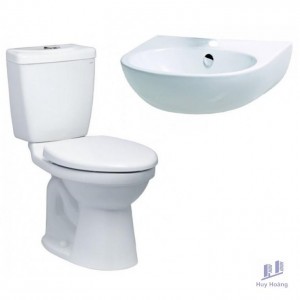 Combo Caesar B2 CTS1325 + L2152 Bồn Cầu 2 Khối Và Lavabo Treo Tường