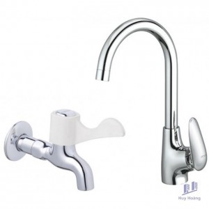 Combo Vòi Bếp Nóng Lạnh Và Vòi Lạnh Gắn Tường Caesar K815C + W027C