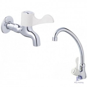 Combo Vòi Bếp Và Vòi Gắn Tường Lạnh Caesar K027C + W027C