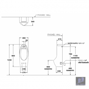 Bồn Tiểu Nam COTTO C31237AC Domenic Cảm Ứng Dùng Điện