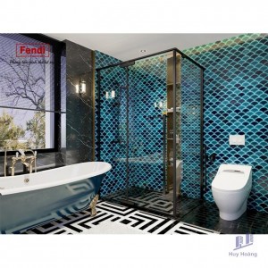 Phòng Tắm Kính Fendi FMG-1X3 Góc Vuông Black 2 Mét