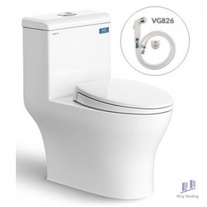 Bồn Cầu Viglacera V45M Nắp V68 Xả Xoáy + Vòi Xịt VG826