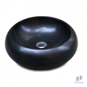 Chậu Rửa Mặt Lavabo Kanly MAR122V Đặt Bàn Đá Tự Nhiên Màu Đen 400x120 mm