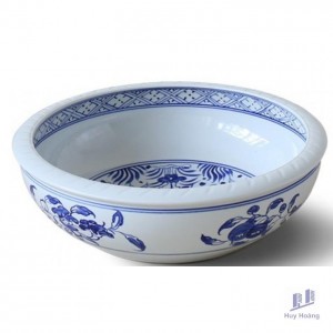 Chậu Rửa Mặt Lavabo Kanly Họa Tiết Hoa Văn Vẽ Tay SU119 Đặt Bàn Sứ Mỹ Thuật