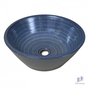 Chậu Rửa Mặt Lavabo Kanly Xanh SU018 Đặt Bàn Sứ Mỹ Thuật 400x150 mm