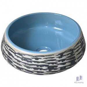 Chậu Rửa Mặt Lavabo Kanly ""Vết Rìu Đẽo"" SU010 đặt Bàn Sứ Mỹ Thuật 400x150 mm