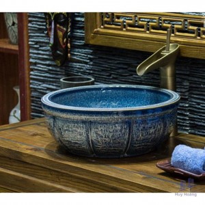 Chậu Rửa Mặt Lavabo Kanly SU124 Đặt Bàn Tròn Sứ Mỹ Thuật 400x150 mm