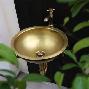 Chậu Lavabo Kanly RSC318V Đặt Bàn Đồng Thau Kiểu Cổ Tròn 350x120 mm