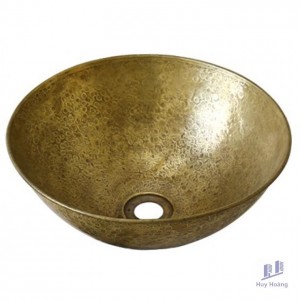 Chậu Lavabo Kanly RSC202V Đặt Bàn Đồng Thau Giả Cổ Tròn 370x150 mm