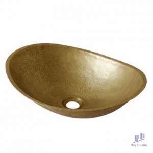 Chậu Lavabo Kanly RSC047V Đặt Bàn Đồng Thau Hình Lá Trôi 430x350x120 mm