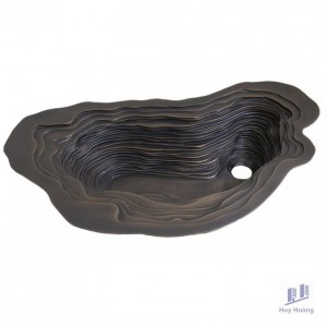 Chậu Lavabo Kanly BS005 Âm Bàn Đồng Thau Kiểu ""Ruộng Bậc Thang"" 680x410 mm