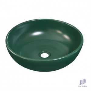 Chậu Lavabo Kanly SU519 Đặt Bàn Sứ Tròn Màu Xanh Lá Đậm 400x140 mm