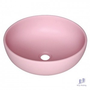 Chậu Lavabo Kanly SU510 Đặt Bàn Sứ Tròn Màu Hồng  400x140 mm