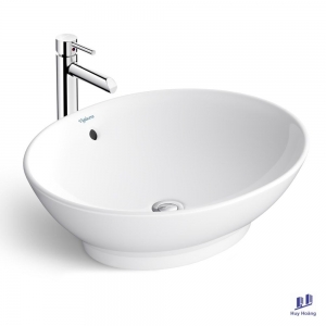 Chậu Rửa Mặt Lavabo Viglacera BS415 Đặt Bàn Đá Oval