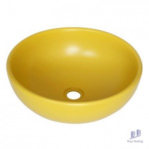 Chậu Lavabo Kanly SU514 Đặt Bàn Sứ Tròn Màu Vàng 400x140 mm