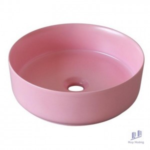 Chậu Lavabo Kanly SU520 Đặt Bàn Sứ Tròn Màu Hồng 360x120 mm