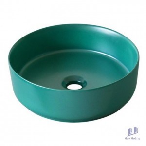 Chậu Lavabo Kanly SU529 Đặt Bàn Sứ Tròn Màu Xanh 360x120 mm