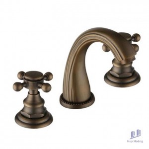 Vòi lavabo 3 lỗ Kanly GCB03 Nóng Lạnh Bằng Đồng Cổ Điển