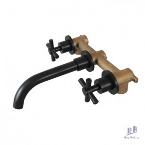 Vòi Lavabo Kanly GCT07B Gắn Tường Nóng Lạnh Màu Đen