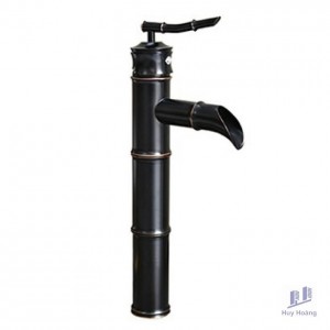 Vòi Lavabo Kanly GCA02B Nóng Lạnh Hình Ống Tre Màu Đen