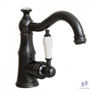 Vòi Lavabo Kanly GCV06B Nóng Lạnh Bằng Đồng Hoài Cổ Màu Đen