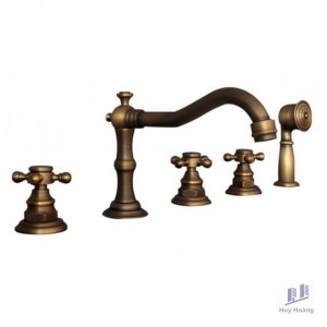 Vòi Lavabo 5 Lỗ Kanly GCB08 Nóng Lạnh Bằng Đồng Cổ Điển
