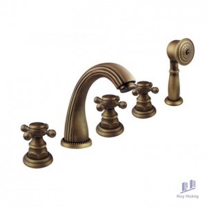 Vòi Lavabo 5 Lỗ Kanly GCB04 Nóng Lạnh Bằng Đồng Cổ Điển