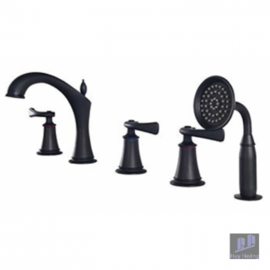 Vòi Xả Bồn Tắm 5 Lỗ Kanly GCB06B Nóng Lạnh Bằng Đồng Màu Đen