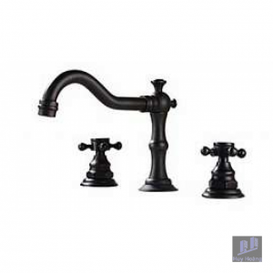 Vòi Lavabo 3 Lỗ Kanly GCB07B Nóng Lạnh Bằng Đồng Màu Đen