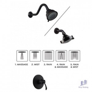 Sen Âm Tường Kanly GCS77B Nóng Lạnh Đồng Thau Cổ Điển Màu Đen